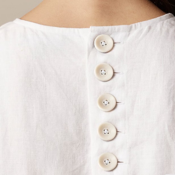 NEW J. Crew Maxine button-back dress in white linen BY820 $128 size Large - Picture 3 of 11